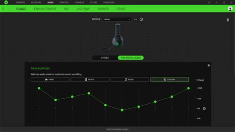 Настройка акустики наушников Razer Kraken V3 Pro