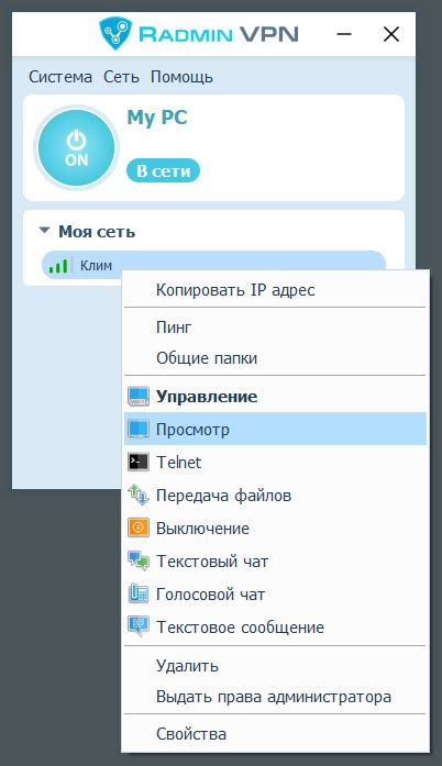 Подключение к сети Radmin VPN