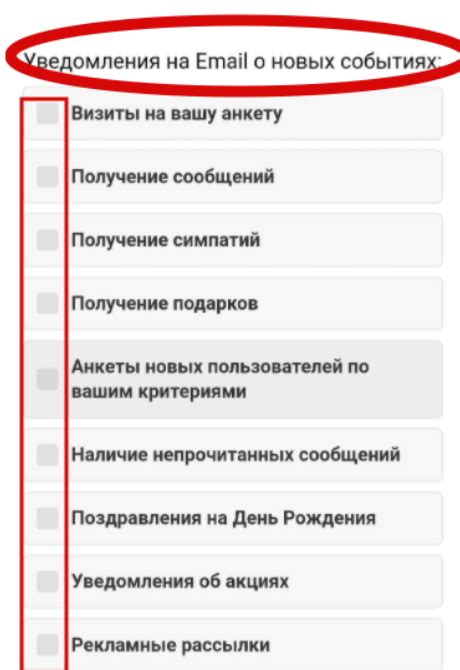 Типы уведомлений, которые будут доставляться на вашу электронную почту