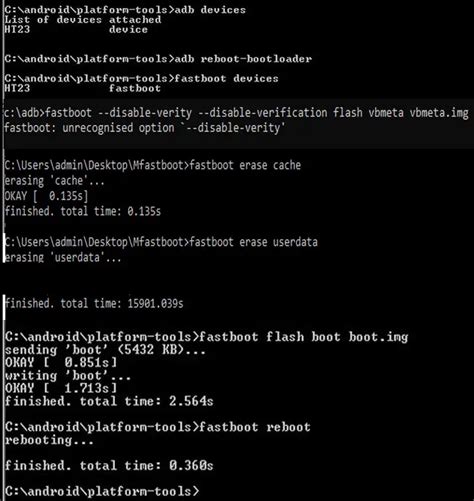 Третий способ: исключение использования vbmeta с помощью fastboot