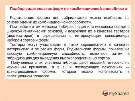  Выбор родительских растений для гибридизации 